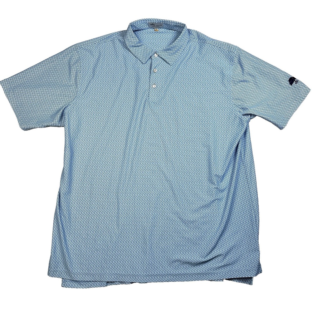 Mens Peter Millar Summer Comfort Golf Polo Shirt Blue Geometric Size 2XL